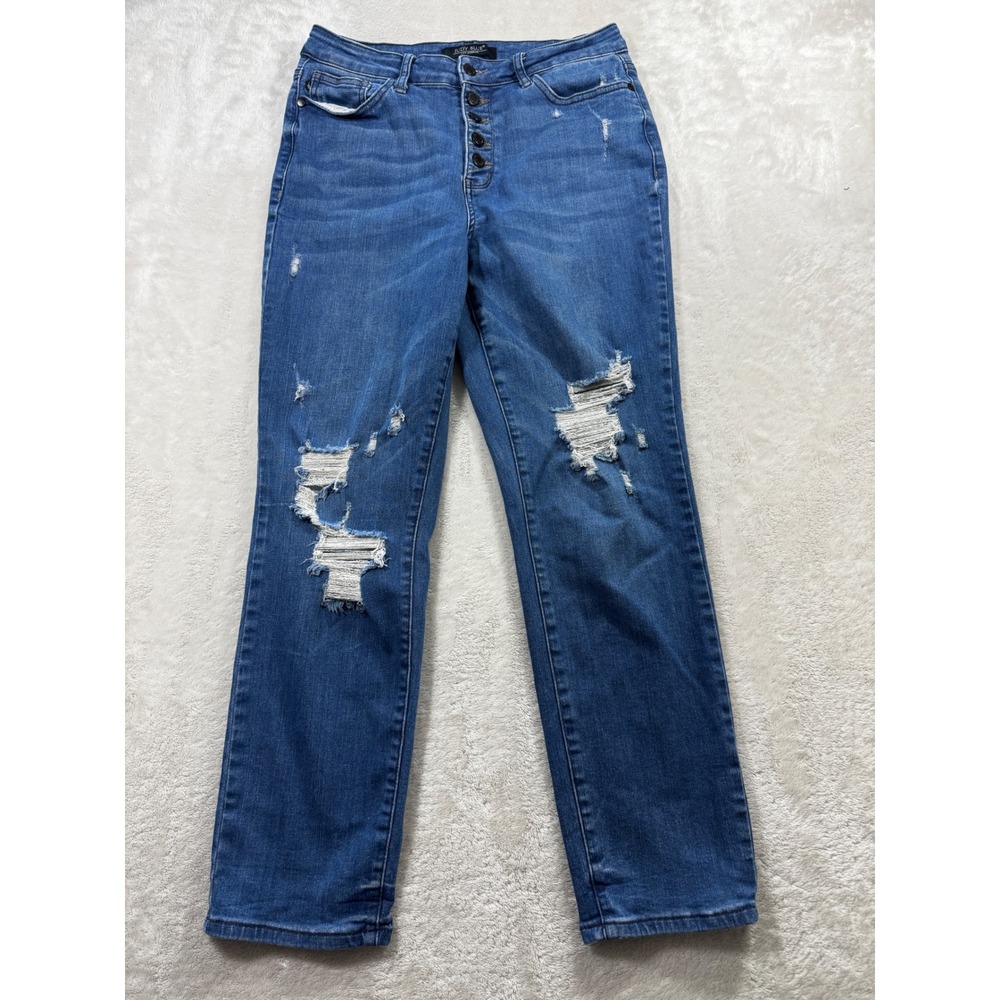 Judy Blue Womens Straight Distressed High Rise Blue Jeans 9/29 Meas: 29x27
